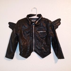 Biker Baby Faux Leather Jacket w Wings Mi Du Er